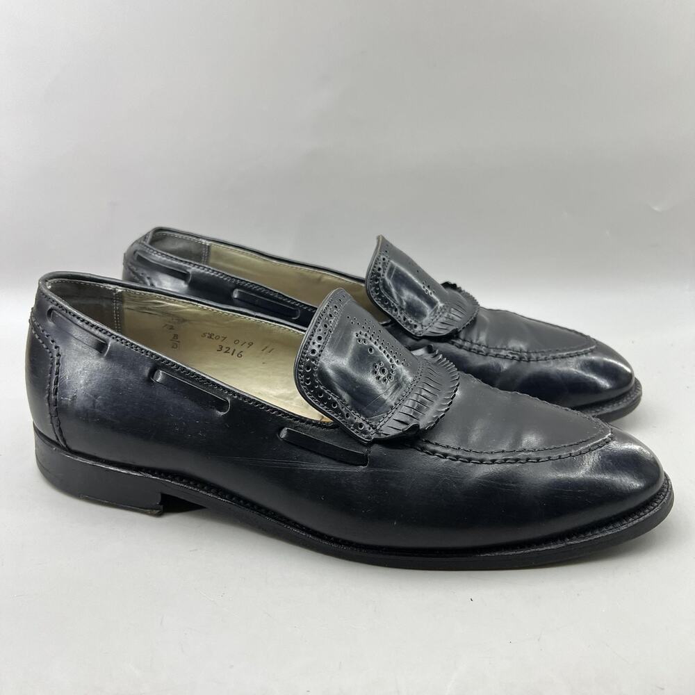 Alden Fringe Kiltie Loafers Men Size 12 B/D Black Leather Slip On Apron Shoes